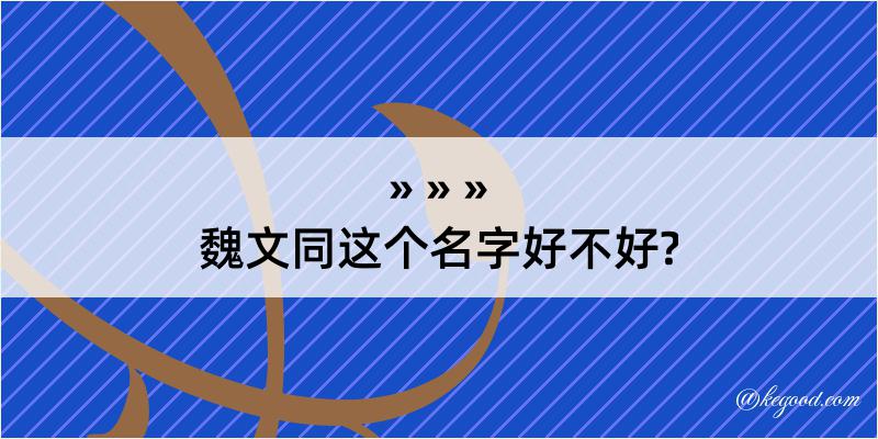 魏文同这个名字好不好?