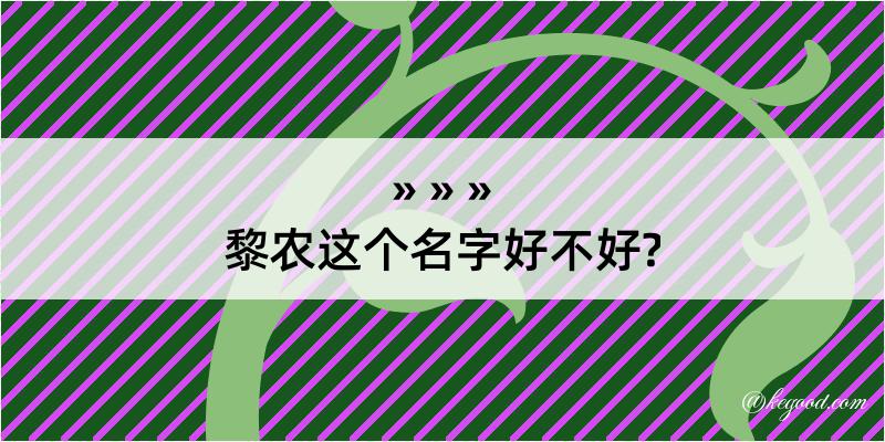 黎农这个名字好不好?