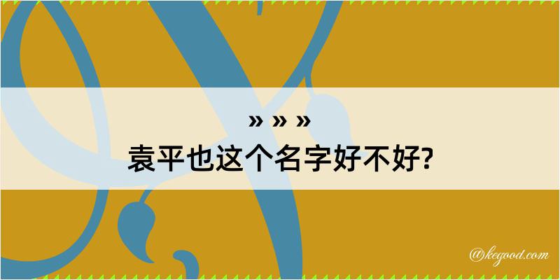 袁平也这个名字好不好?