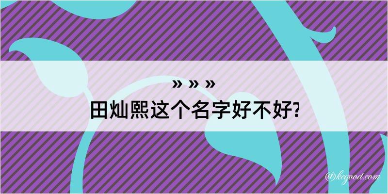 田灿熙这个名字好不好?