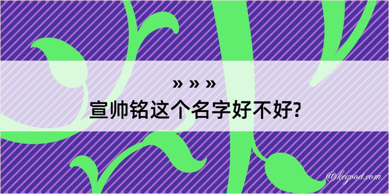 宣帅铭这个名字好不好?