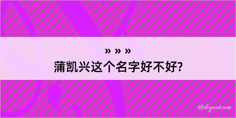 蒲凯兴这个名字好不好?