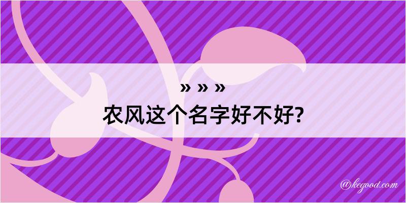 农风这个名字好不好?