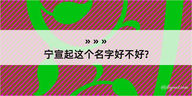 宁宣起这个名字好不好?