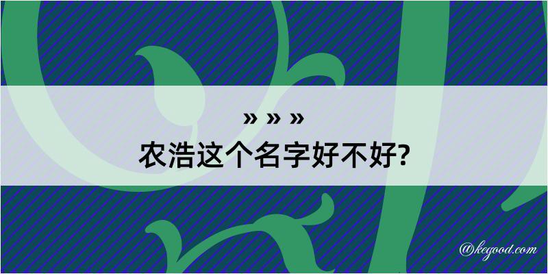 农浩这个名字好不好?