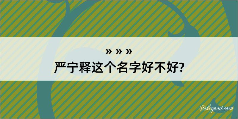 严宁释这个名字好不好?