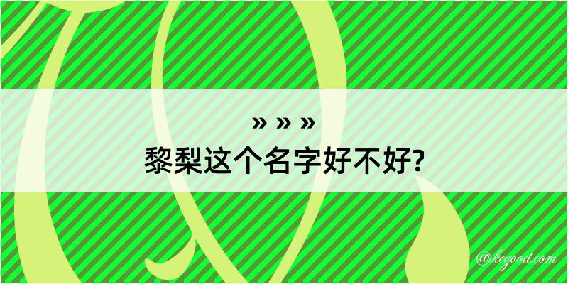 黎梨这个名字好不好?