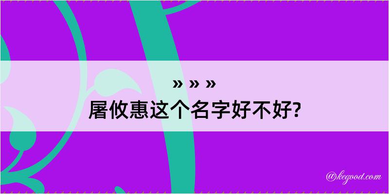 屠攸惠这个名字好不好?