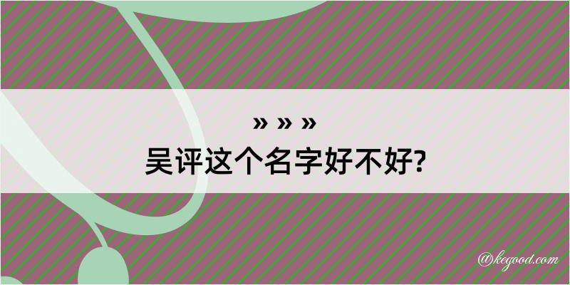 吴评这个名字好不好?