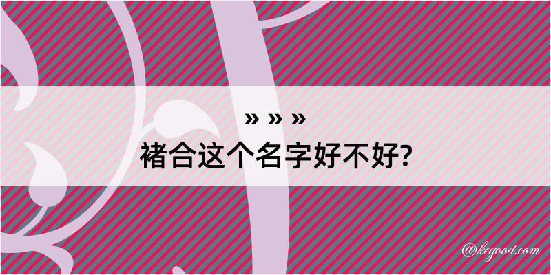 褚合这个名字好不好?