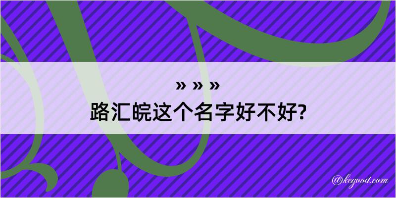 路汇皖这个名字好不好?