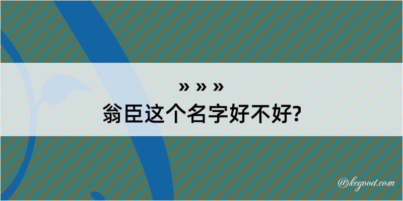 翁臣这个名字好不好?