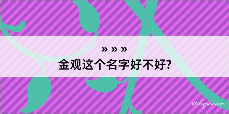 金观这个名字好不好?