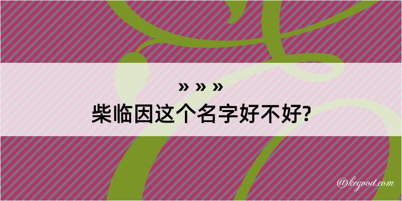 柴临因这个名字好不好?