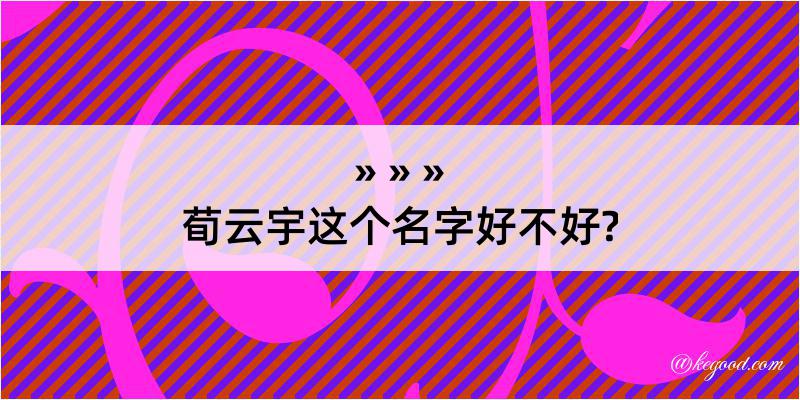 荀云宇这个名字好不好?