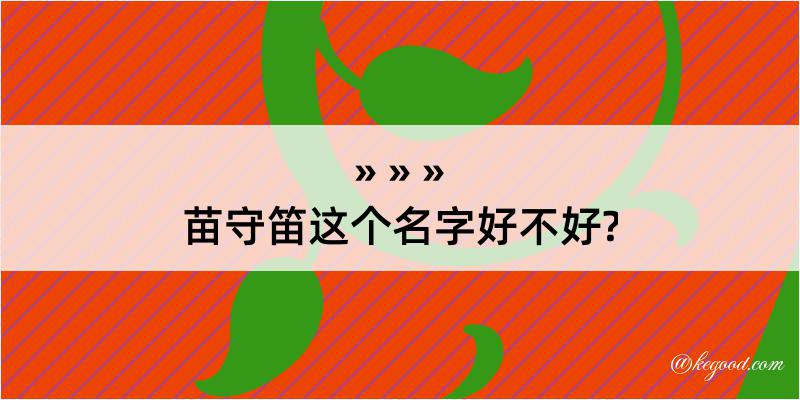 苗守笛这个名字好不好?