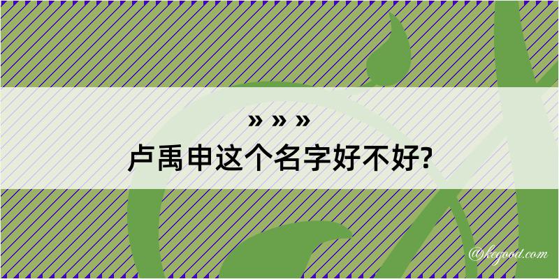 卢禹申这个名字好不好?