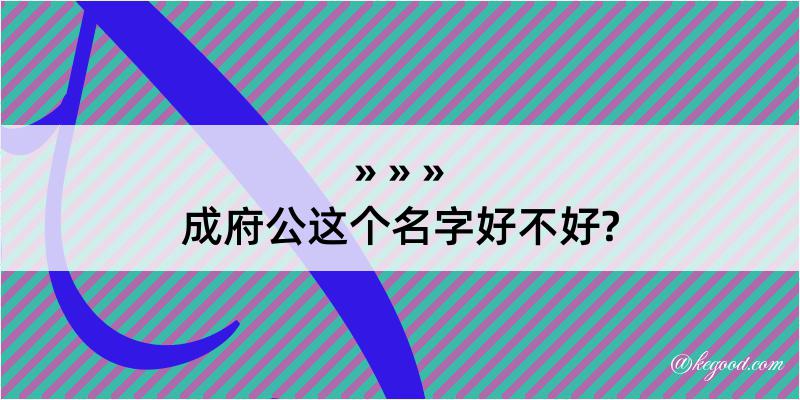 成府公这个名字好不好?