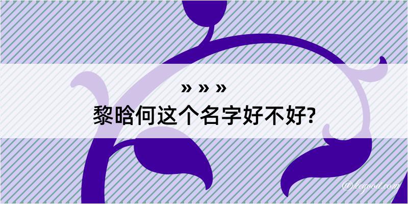 黎晗何这个名字好不好?