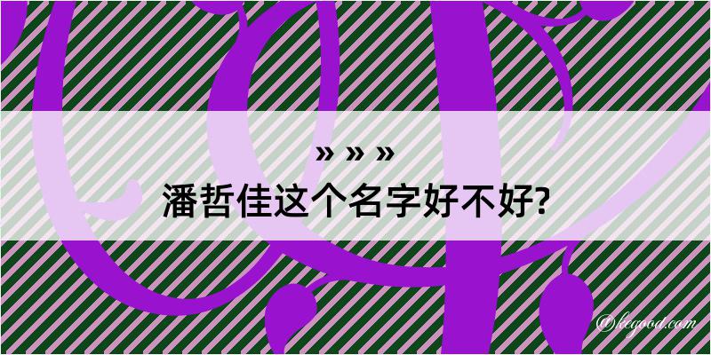 潘哲佳这个名字好不好?