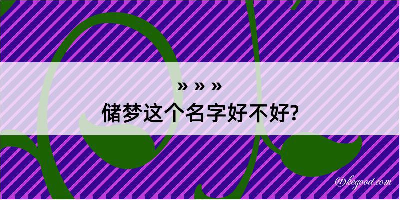 储梦这个名字好不好?