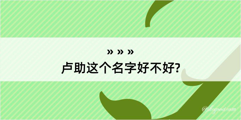 卢助这个名字好不好?