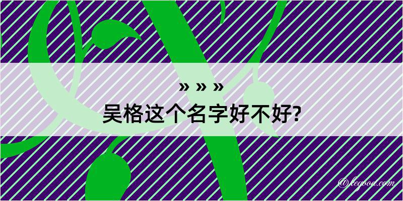 吴格这个名字好不好?