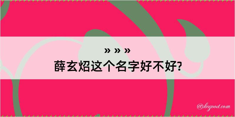 薛玄炤这个名字好不好?