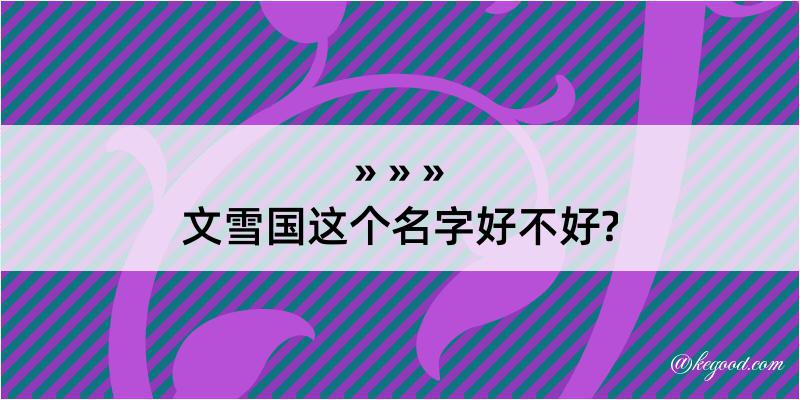 文雪国这个名字好不好?