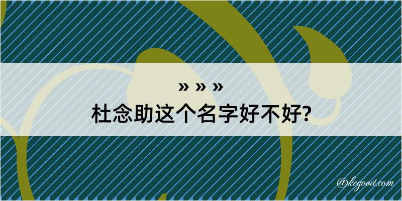 杜念助这个名字好不好?