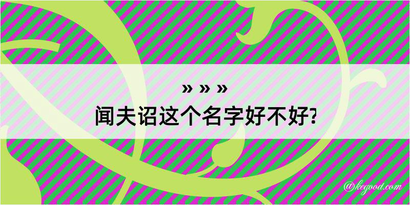 闻夫诏这个名字好不好?