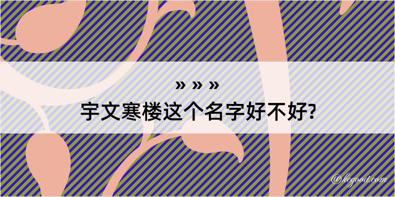 宇文寒楼这个名字好不好?