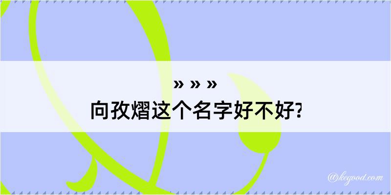 向孜熠这个名字好不好?