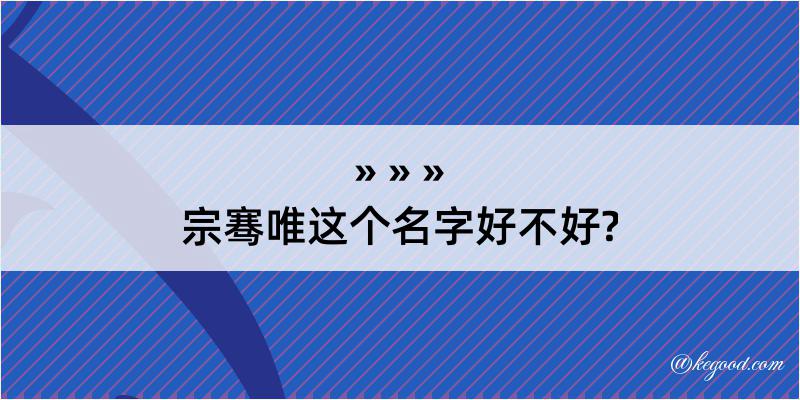 宗骞唯这个名字好不好?