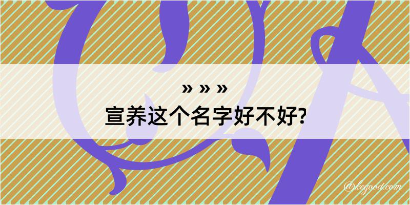 宣养这个名字好不好?