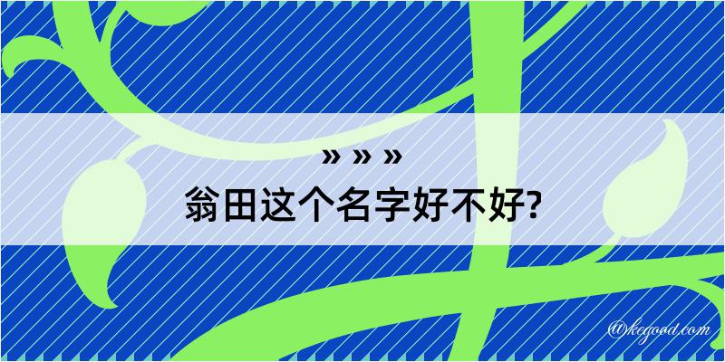 翁田这个名字好不好?