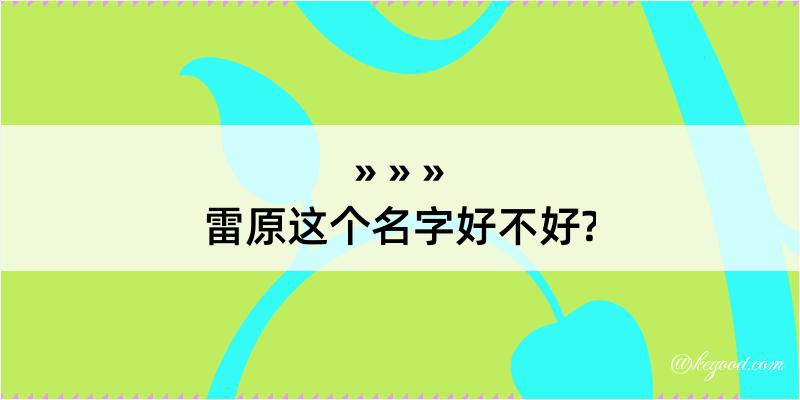 雷原这个名字好不好?