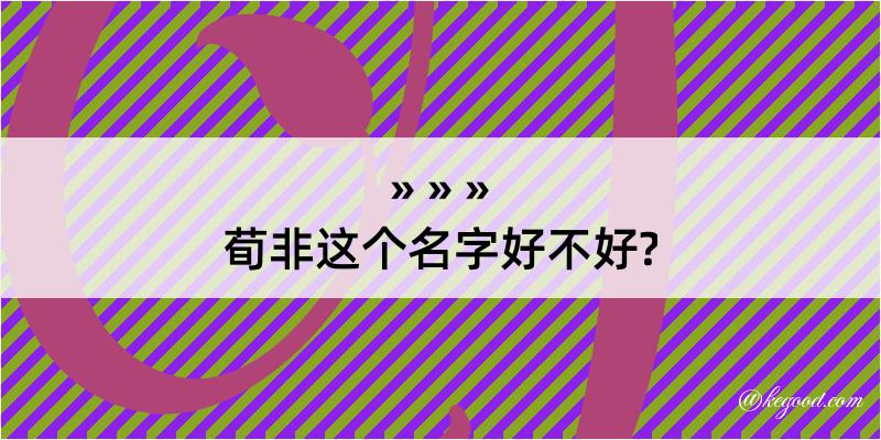 荀非这个名字好不好?