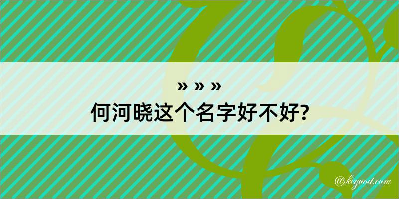 何河晓这个名字好不好?