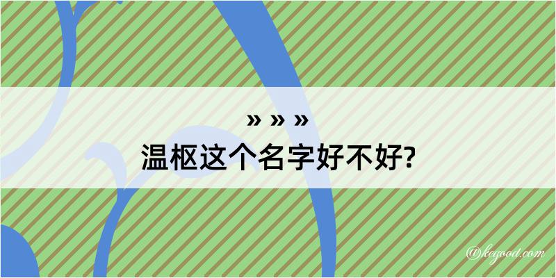 温枢这个名字好不好?