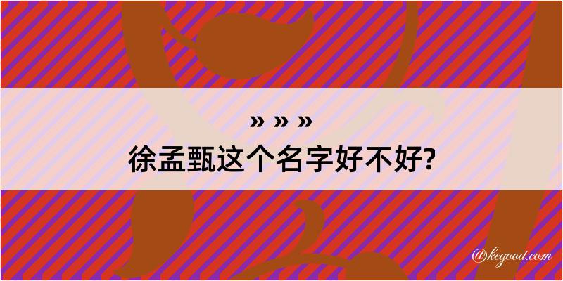 徐孟甄这个名字好不好?