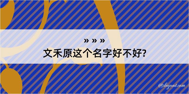 文禾原这个名字好不好?