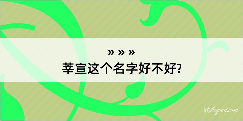 莘宣这个名字好不好?