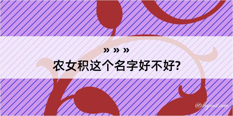 农女积这个名字好不好?