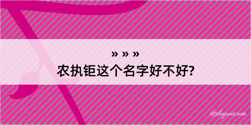 农执钜这个名字好不好?