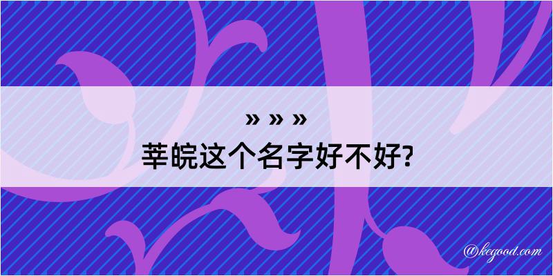 莘皖这个名字好不好?