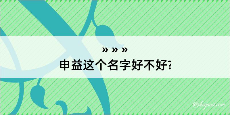 申益这个名字好不好?