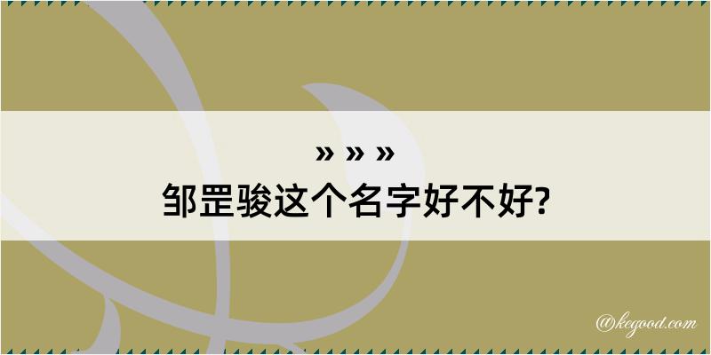 邹罡骏这个名字好不好?