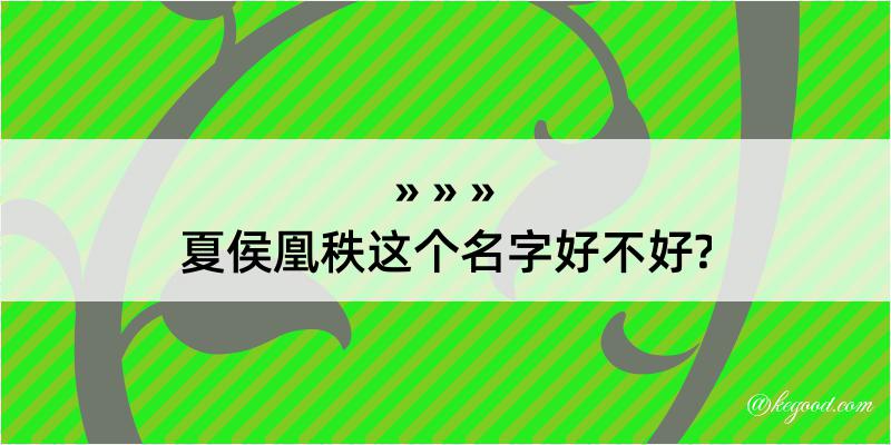 夏侯凰秩这个名字好不好?