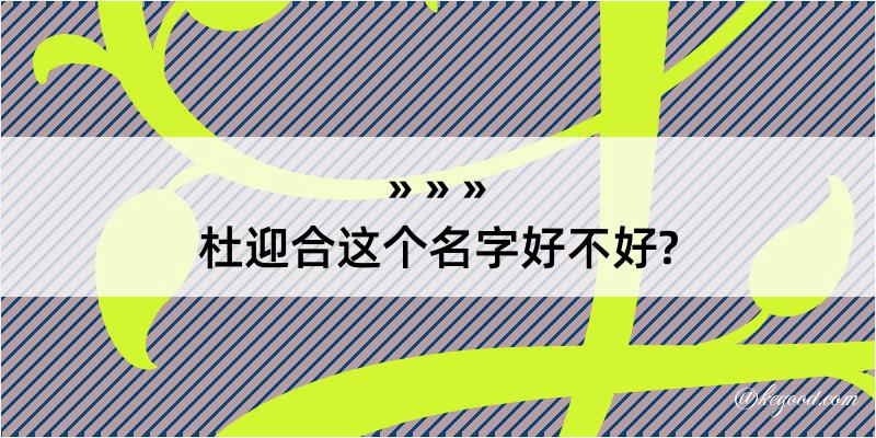 杜迎合这个名字好不好?